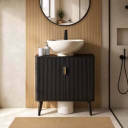 DUSK Hattie Under Sink Bathroom Cabinet - Black - thumbnail 1