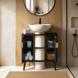 DUSK Hattie Under Sink Bathroom Cabinet - Black - thumbnail 2