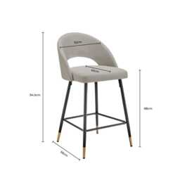 DUSK Lola Set of 2 Barstools - Linen Look - Stone Grey - thumbnail 6