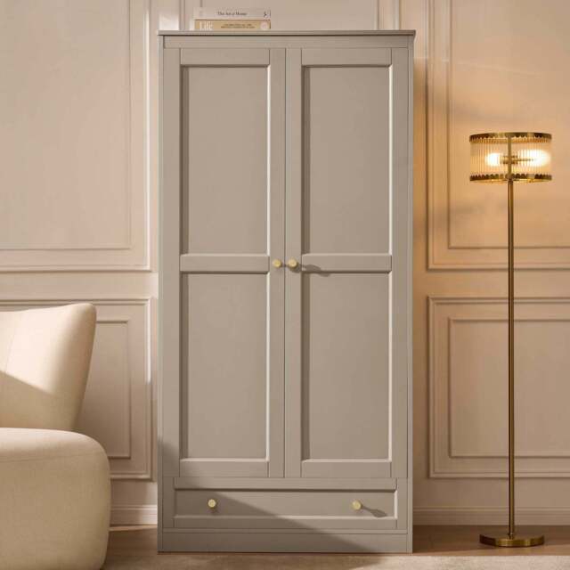 DUSK Ruby 2 Door Wardrobe with Drawer - Taupe - image 1