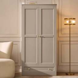 DUSK Ruby 2 Door Wardrobe with Drawer - Taupe - thumbnail 1