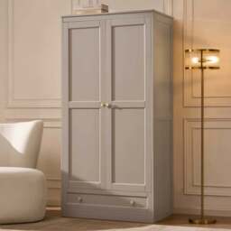 DUSK Ruby 2 Door Wardrobe with Drawer - Taupe - thumbnail 2