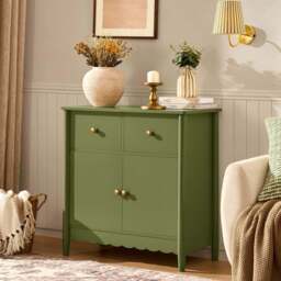 DUSK Betty 2 Door Storage Unit with Drawers - Olive - thumbnail 2