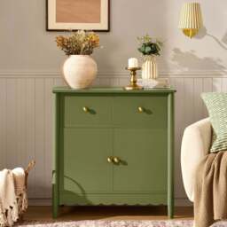 DUSK Betty 2 Door Storage Unit with Drawers - Olive - thumbnail 1
