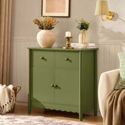 DUSK Betty 2 Door Storage Unit with Drawers - Olive - thumbnail 8