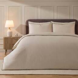 DUSK Cambridge 200 Thread Count Duvet Cover - Natural/Black - Double - thumbnail 1