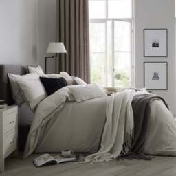 DUSK Cambridge 200 Thread Count Duvet Cover - Natural/Black - Double - thumbnail 5