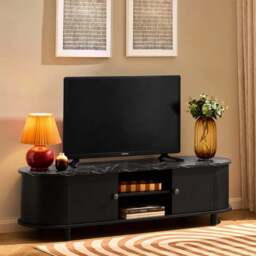 "DUSK Tilda Tv Unit for TVs up to 65""- Black/Marble Top"