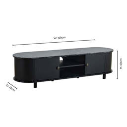 "DUSK Tilda Tv Unit for TVs up to 65""- Black/Marble Top" - thumbnail 8