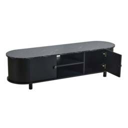 "DUSK Tilda Tv Unit for TVs up to 65""- Black/Marble Top" - thumbnail 5