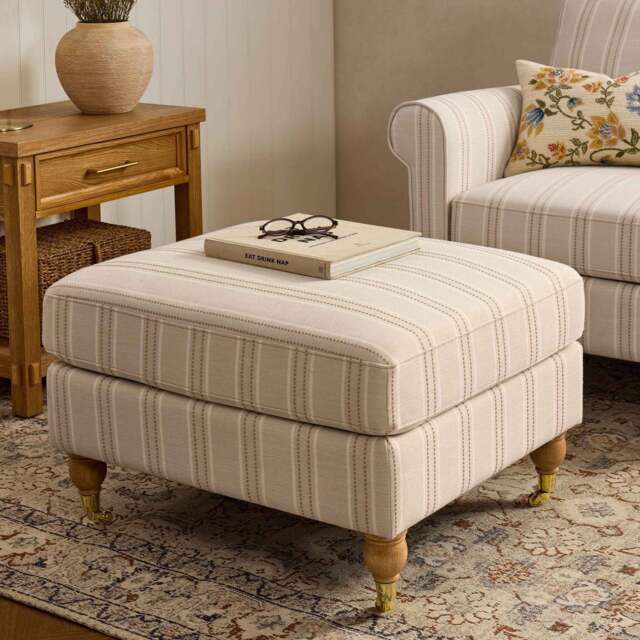 DUSK Sicily Pouffe - Natural Stitched Stripe - image 1