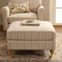 DUSK Sicily Pouffe - Natural Stitched Stripe - thumbnail 2