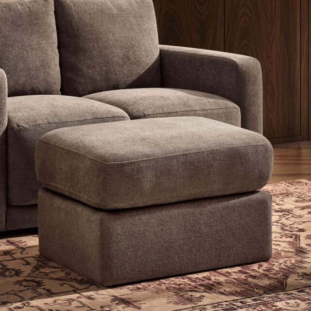 DUSK Small Seville Compact Pouffe - Chenille Mushroom - image 1