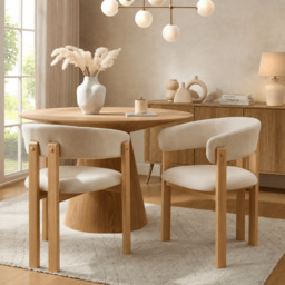 DUSK Bridget Set of 2 Dining Chairs - Cream Linen