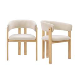 DUSK Bridget Set of 2 Dining Chairs - Cream Linen - thumbnail 3