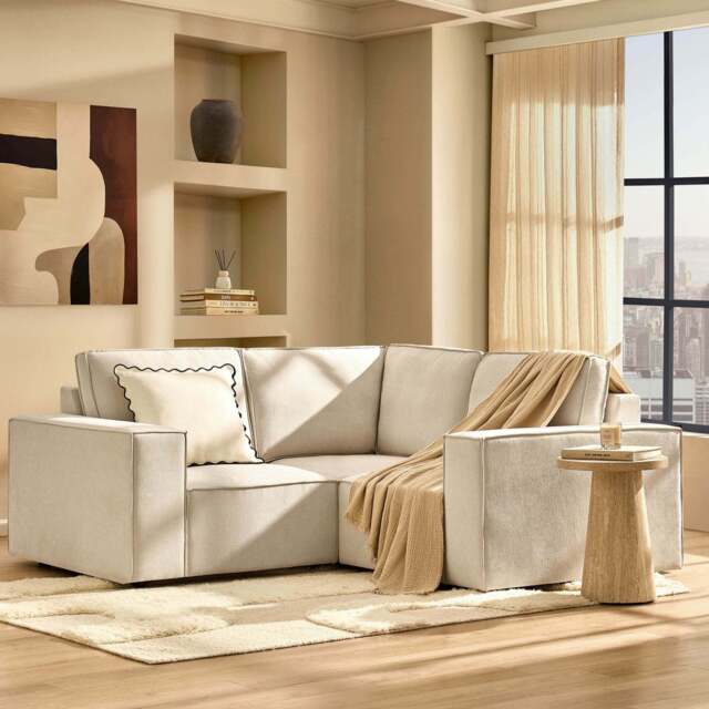 DUSK Brooklyn Small Corner Sofa - Chenille Ivory - image 1