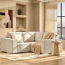 DUSK Brooklyn Small Corner Sofa - Chenille Ivory - thumbnail 1