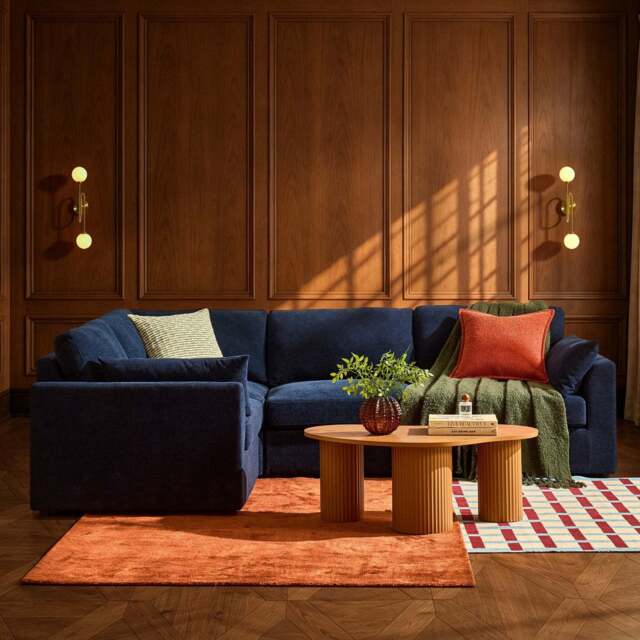 DUSK Miami Left Hand Small L-Shape Sofa - Chenille Navy - image 1