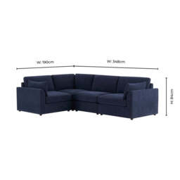 DUSK Miami Left Hand Small L-Shape Sofa - Chenille Navy - thumbnail 7