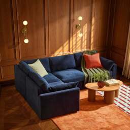 DUSK Miami Left Hand Small L-Shape Sofa - Chenille Navy - thumbnail 2