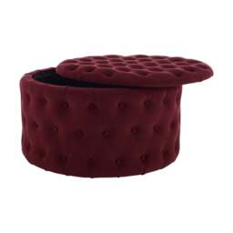 DUSK Paisley Buttoned Round Storage Pouffe - Berry - thumbnail 3