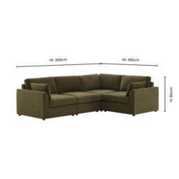 DUSK Miami Right Hand Small L-Shape Sofa - Chenille Olive - thumbnail 8