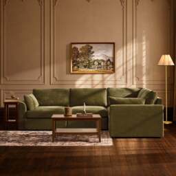 DUSK Miami Right Hand Small L-Shape Sofa - Chenille Olive - thumbnail 2