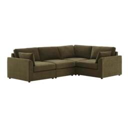 DUSK Miami Right Hand Small L-Shape Sofa - Chenille Olive - thumbnail 4