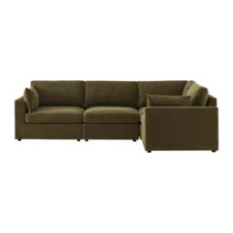 DUSK Miami Right Hand Small L-Shape Sofa - Chenille Olive - thumbnail 5