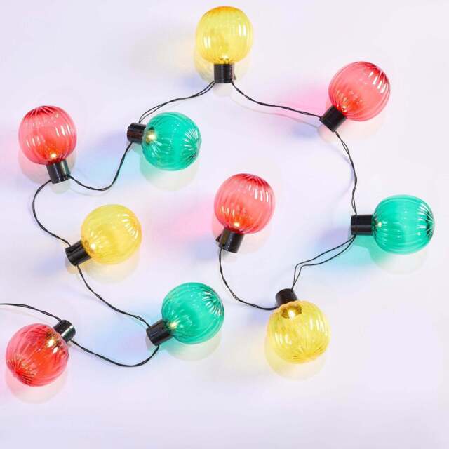 DUSK 10 Indoor/Outdoor Fiesta Colourful String Lights (Battery Powered) - Multicoloured - image 1