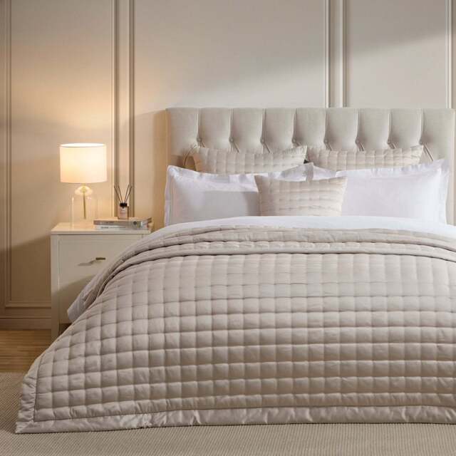 DUSK Vienna Quilted Satin Bedspread 2.5m x 2.6m - Champagne - image 1