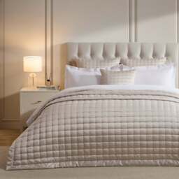 DUSK Vienna Quilted Satin Bedspread 2.5m x 2.6m - Champagne - thumbnail 1
