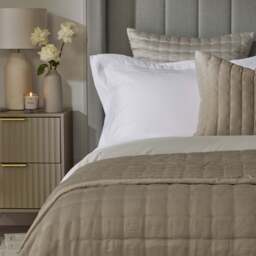 DUSK Vienna Quilted Satin Bedspread 2.5m x 2.6m - Champagne - thumbnail 3