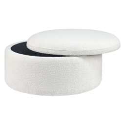 DUSK Stockton Boucle Round Storage Pouffe - Off White - thumbnail 4
