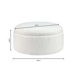 DUSK Stockton Boucle Round Storage Pouffe - Off White - thumbnail 6