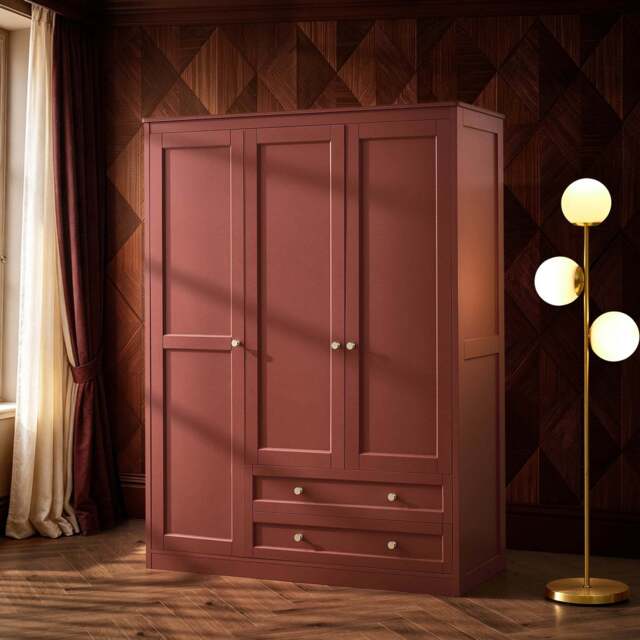 DUSK Ruby 3 Door Wardrobe with Drawers - Terracotta - image 1