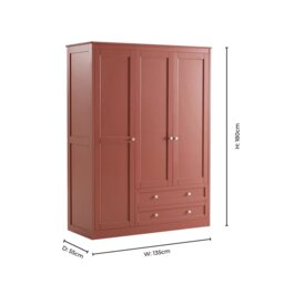 DUSK Ruby 3 Door Wardrobe with Drawers - Terracotta - thumbnail 9