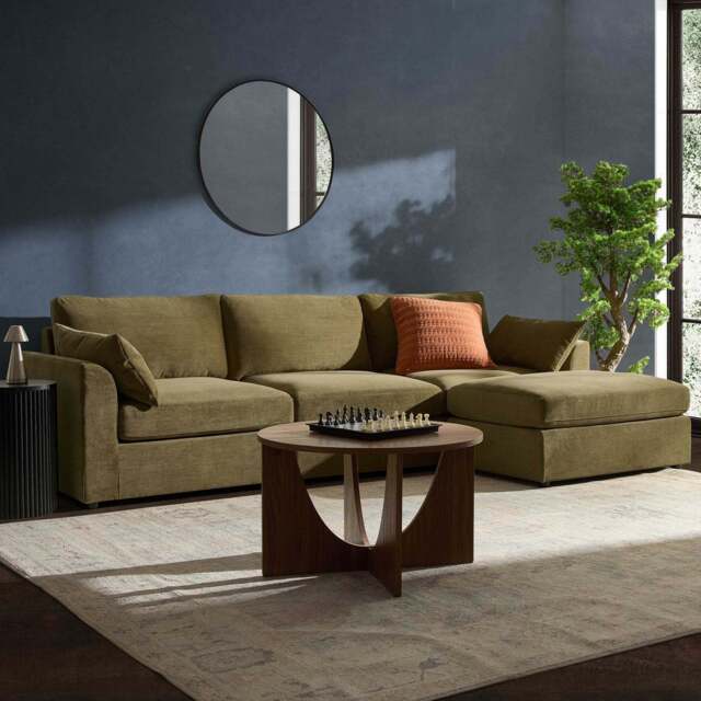 DUSK Miami Right Hand Chaise Sofa - Chenille Olive - image 1
