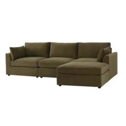DUSK Miami Right Hand Chaise Sofa - Chenille Olive - thumbnail 3