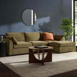 DUSK Miami Right Hand Chaise Sofa - Chenille Olive - thumbnail 1