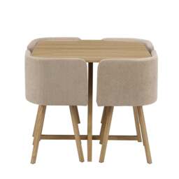 DUSK Ava Space Saver 4 Seater Dining Table and Chairs - Mushroom - thumbnail 3