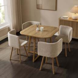 DUSK Ava Space Saver 4 Seater Dining Table and Chairs - Mushroom - thumbnail 2