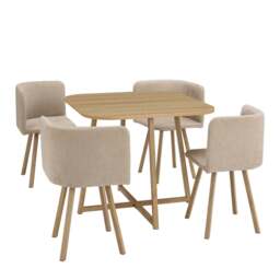 DUSK Ava Space Saver 4 Seater Dining Table and Chairs - Mushroom - thumbnail 4
