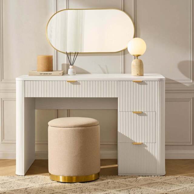 DUSK Hattie Large Dressing Table with Drawers - Warm White - image 1