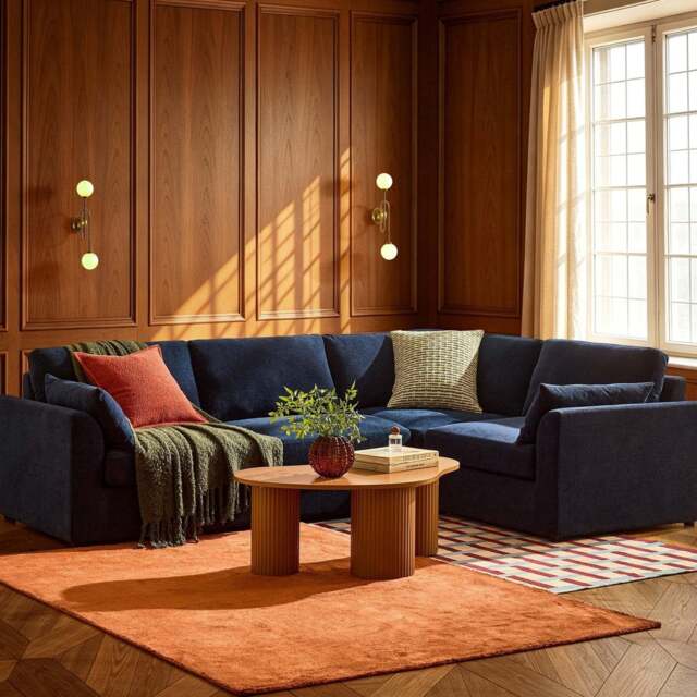 DUSK Miami Right Hand Small L-Shape Sofa - Chenille Navy - image 1
