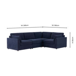 DUSK Miami Right Hand Small L-Shape Sofa - Chenille Navy - thumbnail 8