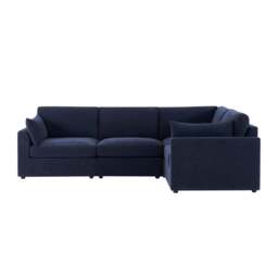 DUSK Miami Right Hand Small L-Shape Sofa - Chenille Navy - thumbnail 5