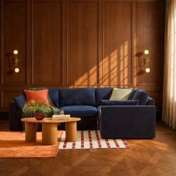 DUSK Miami Right Hand Small L-Shape Sofa - Chenille Navy - thumbnail 2