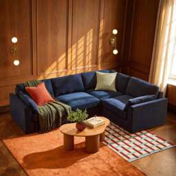 DUSK Miami Right Hand Small L-Shape Sofa - Chenille Navy - thumbnail 3