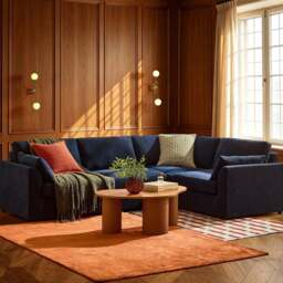 DUSK Miami Right Hand Small L-Shape Sofa - Chenille Navy - thumbnail 1
